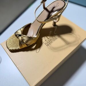 Badgley Mischka Metallic Gold Knotted Strappy Heels